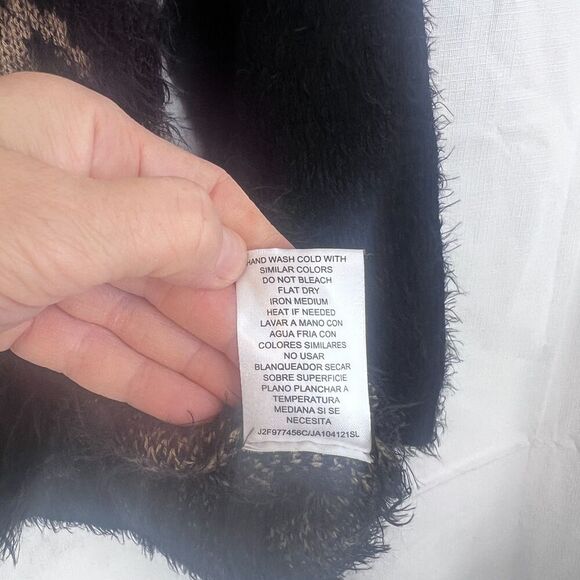 Joseph A Fuzzy Sweater Animal Print Bold Abstract Size Large Boho Streetwear - Picture 10 of 10